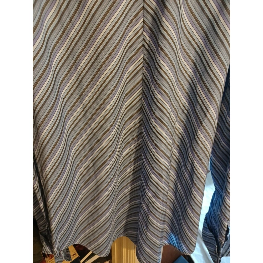calvin klein L mens dress shirt Blue Gray Purple Brown Chevron French cu… - Picture 7 of 8
